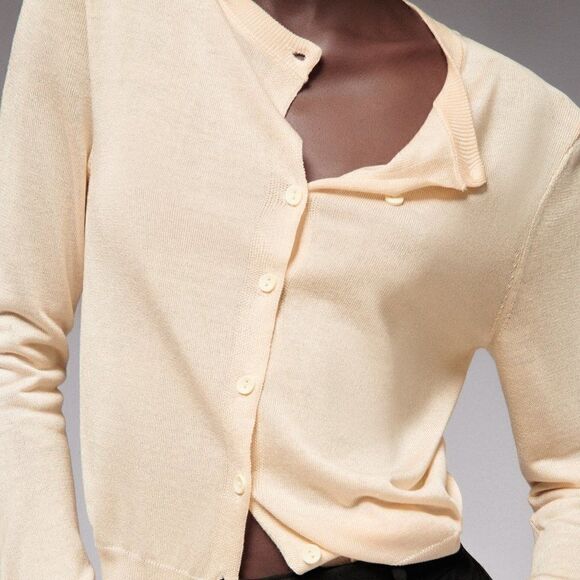ZARA MULBERRY SILK BLEND FINE KNIT CARDIGAN - Picture 3 of 8